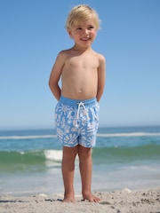 Blue Printed Swim Shorts (3mths-7yrs) - Size 3-6 Months (62-68cm)