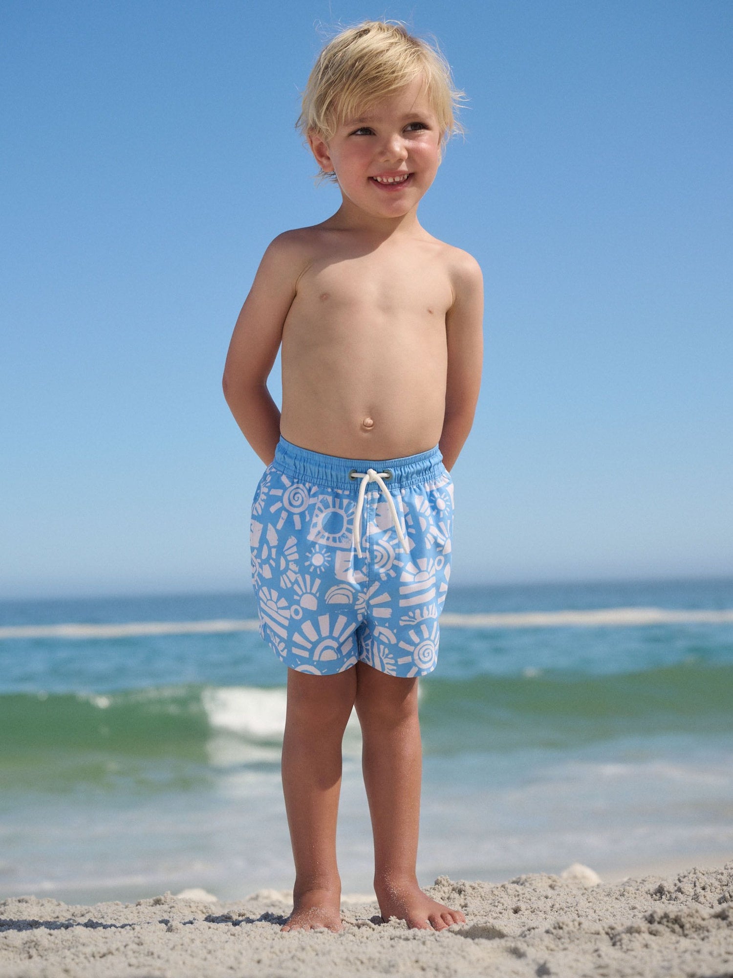 Blue Printed Swim Shorts (3mths-7yrs) - Size 3-6 Months (62-68cm)