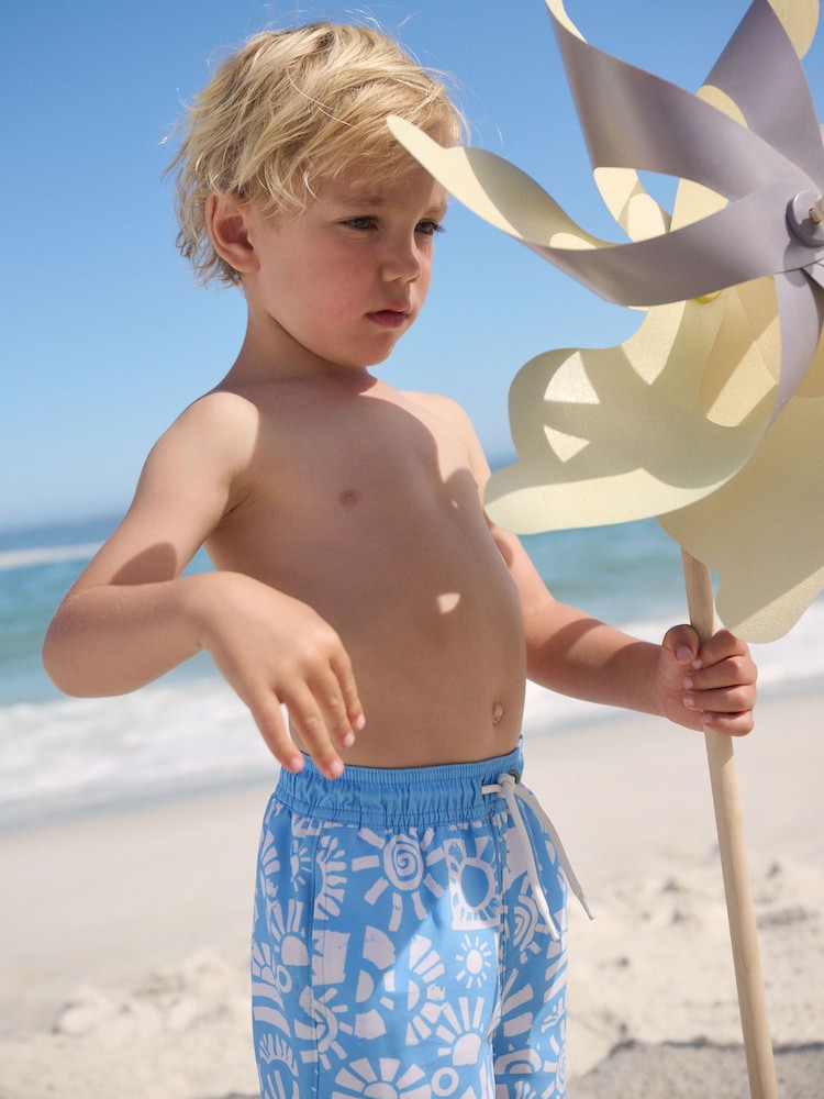 Blue Printed Swim Shorts (3mths-7yrs) - Size 3-6 Months (62-68cm)