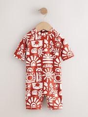 Brown Aztec Sunsafe All-In-One Swimsuit (3mths-7yrs) - Size 3-6 Months (62-68cm)