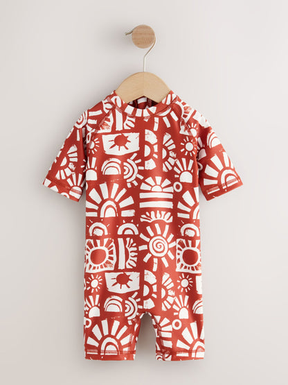 Brown Aztec Sunsafe All-In-One Swimsuit (3mths-7yrs) - Size 3-6 Months (62-68cm)