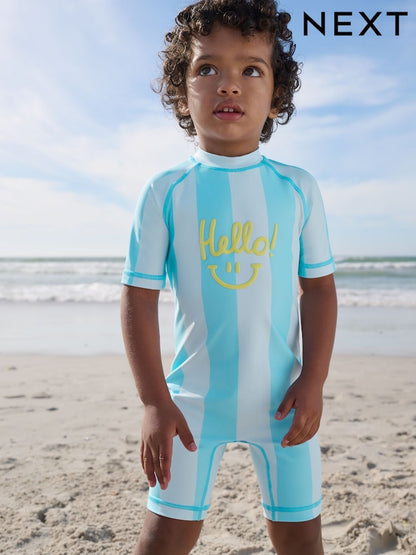 Blue Stripe Sunsafe All-In-One Swimsuit (3mths-7yrs)