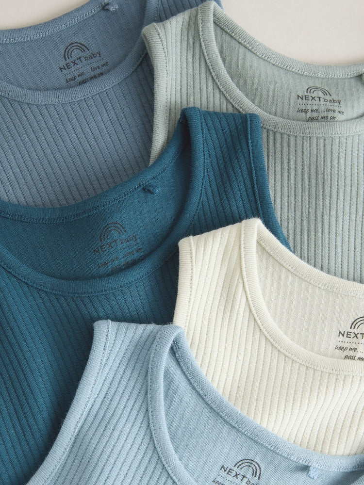 Blue Vest Baby Bodysuits 5 Pack