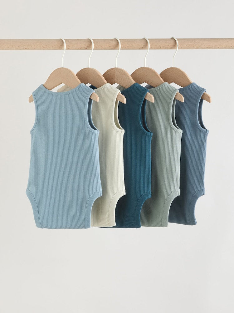 Blue Vest Baby Bodysuits 5 Pack