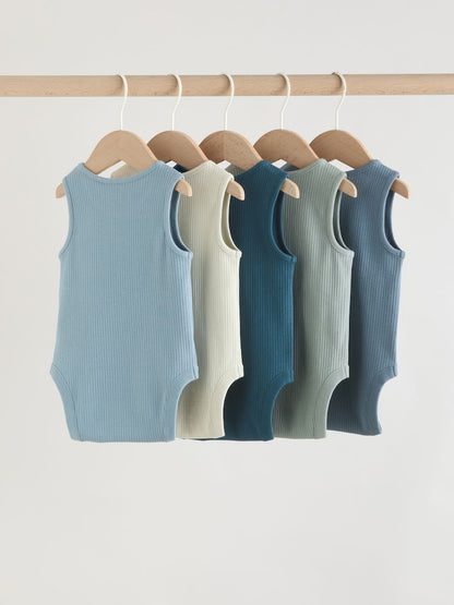 Blue Vest Baby Bodysuits 5 Pack