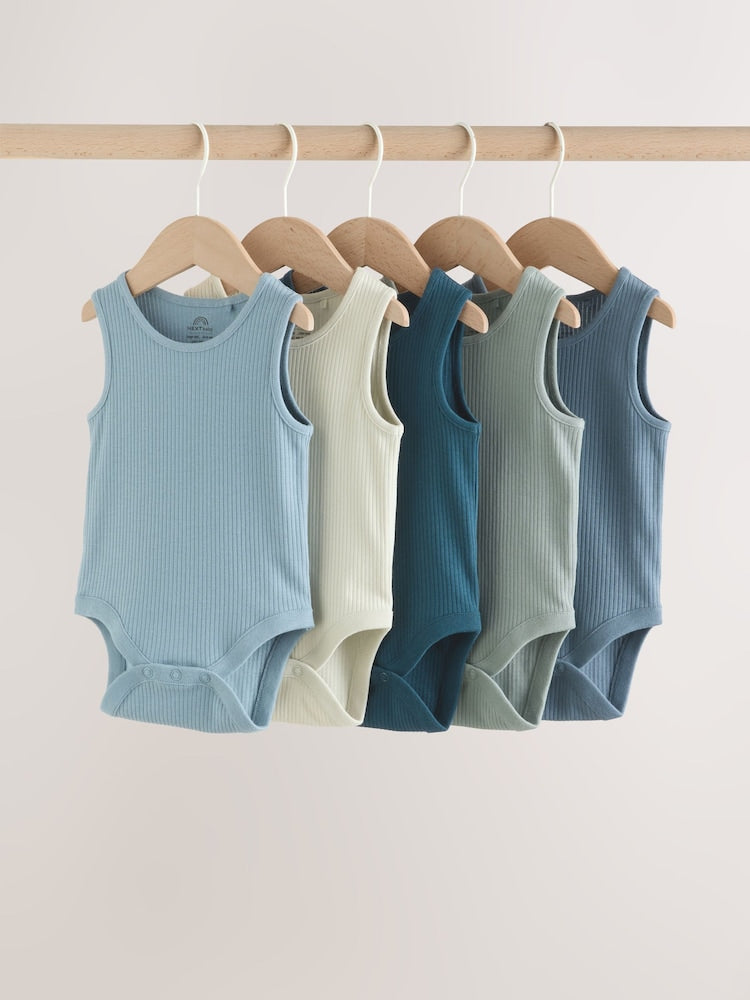 Blue Vest Baby Bodysuits 5 Pack