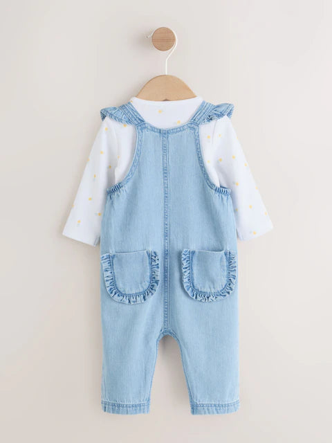 Denim Dungarees and Long Sleeve Bodysuit Set 2 Piece (0mths-3yrs)