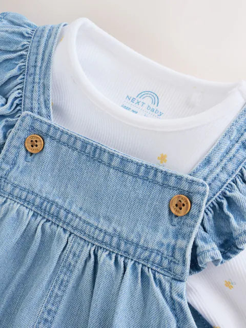 Denim Dungarees and Long Sleeve Bodysuit Set 2 Piece (0mths-3yrs)