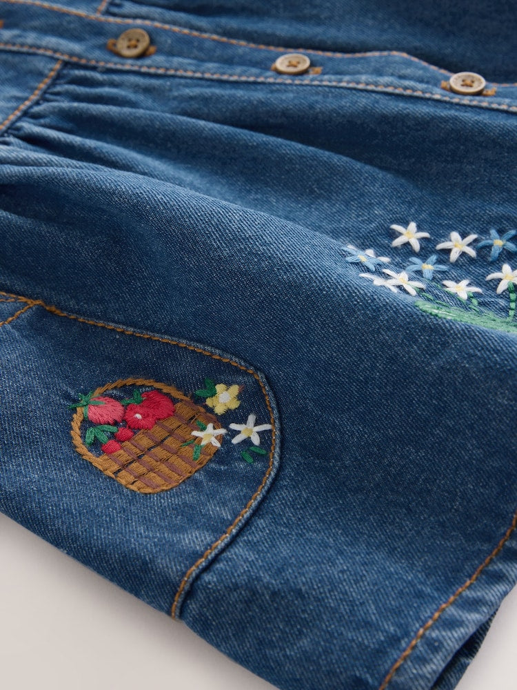 Denim Pinafore Baby Short Sleeve Bodysuit 2 Piece Set (0mths-2yrs)