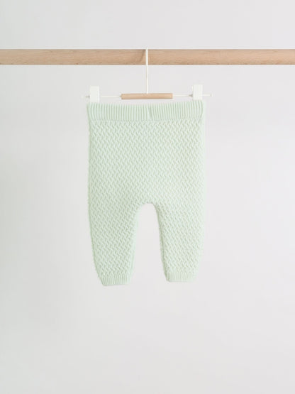 Sage Green Crochet Animal Knitted Cardigan and Legging Baby Set (0mths-2yrs)