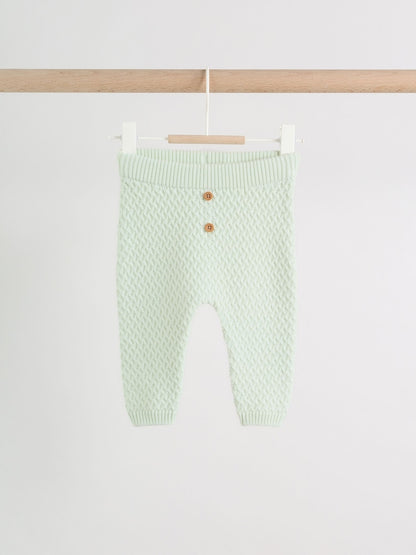 Sage Green Crochet Animal Knitted Cardigan and Legging Baby Set (0mths-2yrs)