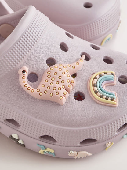 Purple Dinosaur Character Clogs