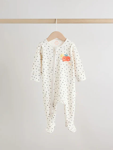 Multi Two Way Zip Baby Sleepsuit 3 Pack (0-2yrs)