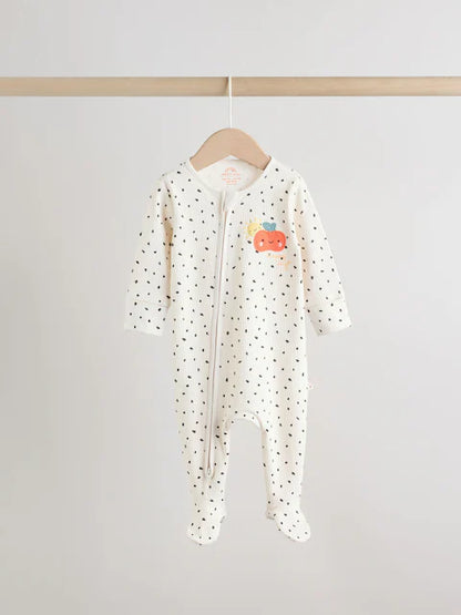 Multi Two Way Zip Baby Sleepsuit 3 Pack (0-2yrs)