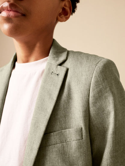Khaki Green Linen Blend Suit Jacket (3-16yrs)
