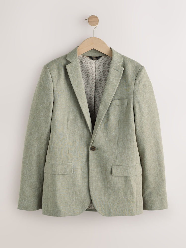 Khaki Green Linen Blend Suit Jacket (3-16yrs)