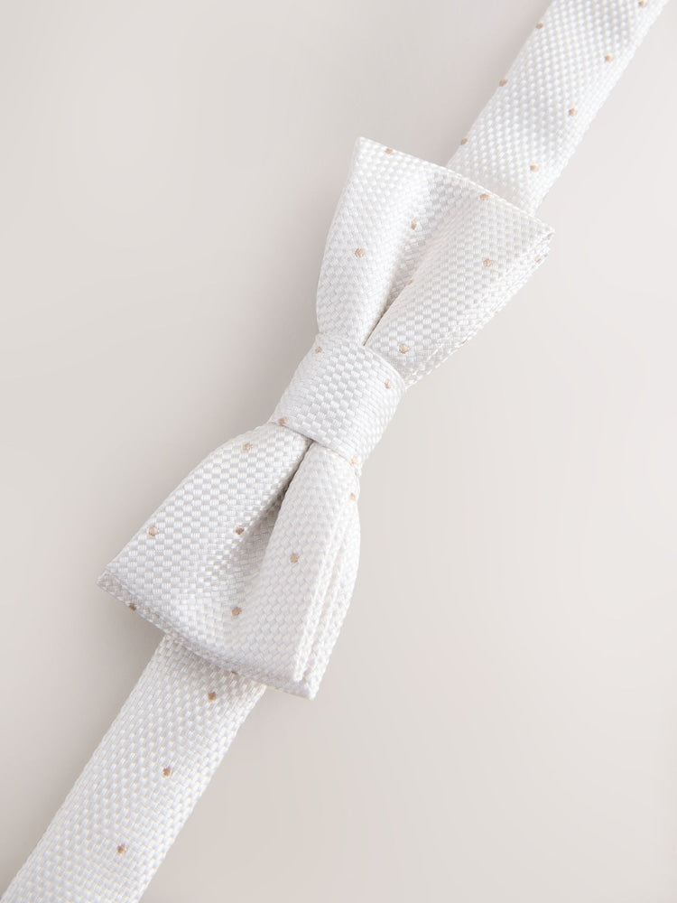 Neutral Polka Dot Bow Tie (3-16yrs) - 6 - 9 Years (116 - 134cm)