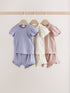 Purple Floral Short Sleeve Top and Shorts Baby Set 6 Piece (0mths-2yrs) - Size Up to 1 Month (56cm) - Purple Floral