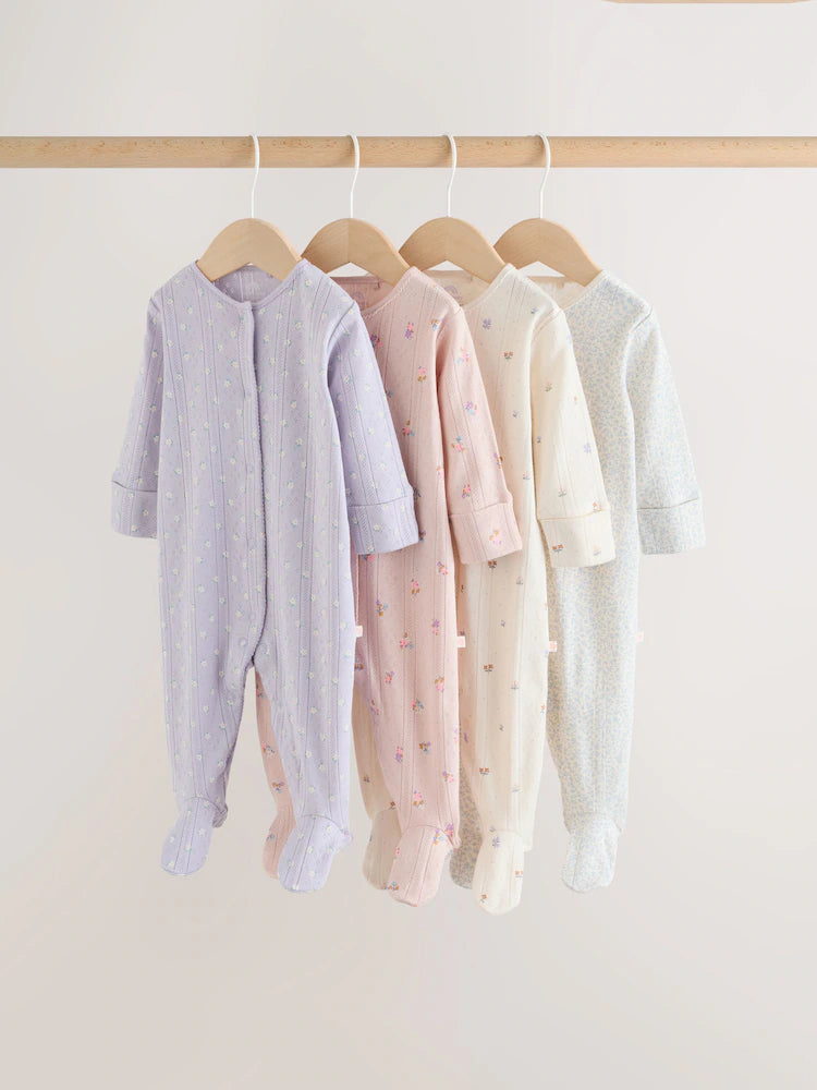 Lilac Purple Baby Sleepsuit 4 Pack (0mths-2yrs)