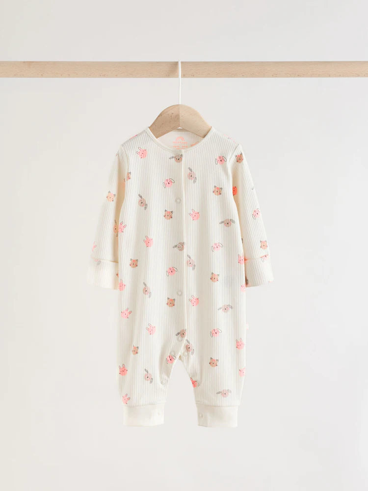 Pink Two Way Zip Baby Sleepsuit 3 Pack (0mths-3yrs)