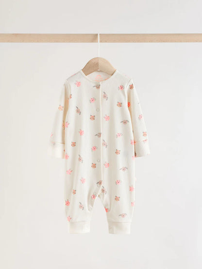 Pink Two Way Zip Baby Sleepsuit 3 Pack (0mths-3yrs)