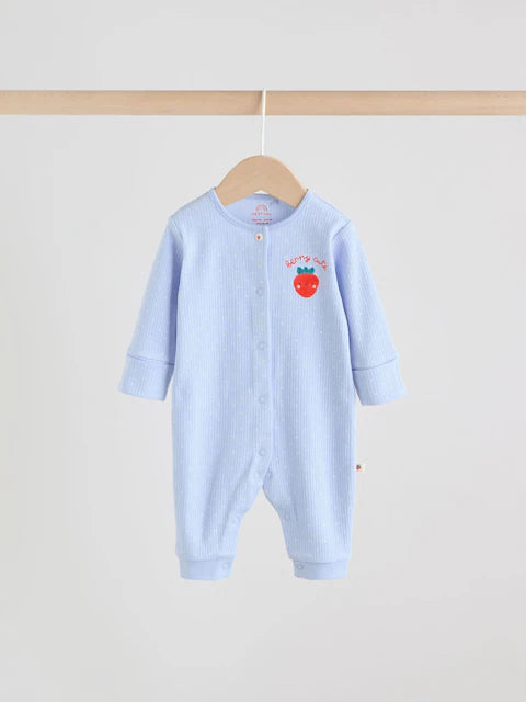 Blue Baby Strawberry Sleepsuit 3 Pack (0mths-3yrs)