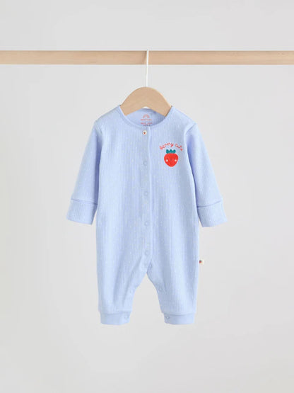 Blue Baby Strawberry Sleepsuit 3 Pack (0mths-3yrs)