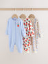 Blue Baby Strawberry Sleepsuit 3 Pack (0mths-3yrs)