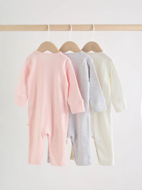 Pink Baby Sleepsuit 3 Pack (0mths-3yrs)