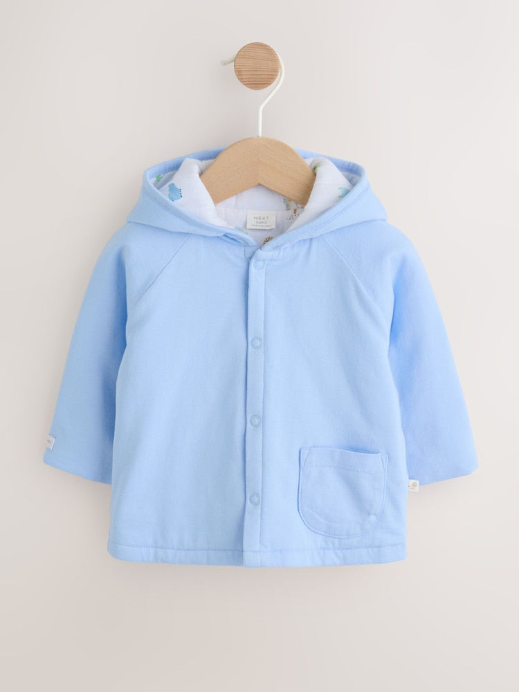 Blue Jersey Hooded Baby Jacket (0mths-2yrs) - Up to 1 Month (50-56cm)