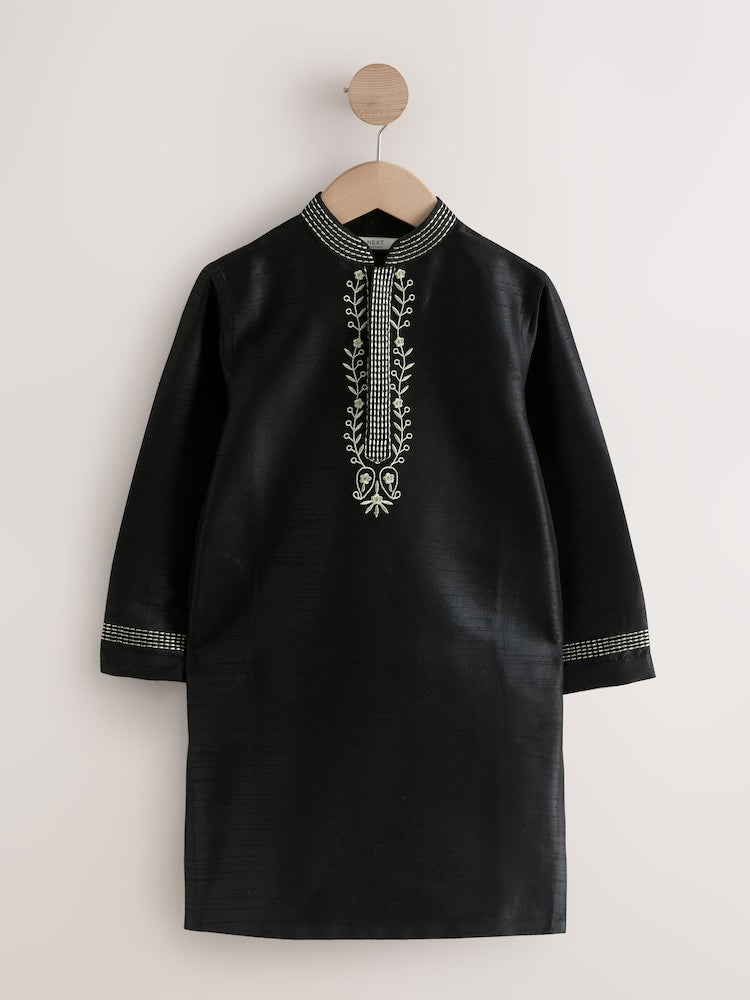 Black Embroidered Kurta Shirt (3mths-16yrs) (3mths-16yrs)