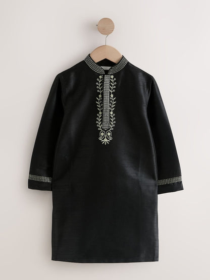 Black Embroidered Kurta Shirt (3mths-16yrs) (3mths-16yrs)