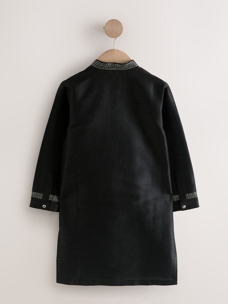 Black Embroidered Kurta Shirt (3mths-16yrs) (3mths-16yrs)