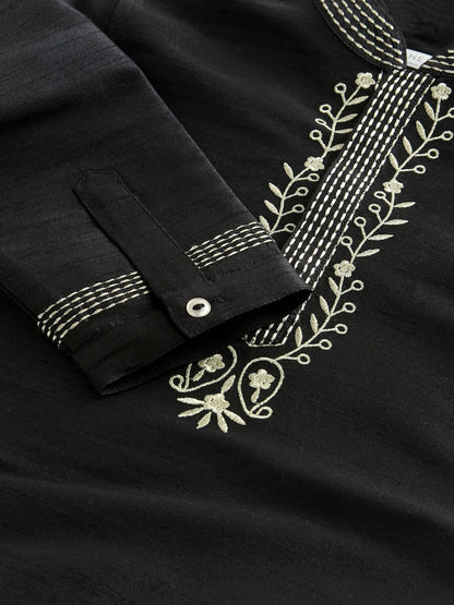 Black Embroidered Kurta Shirt (3mths-16yrs) (3mths-16yrs)