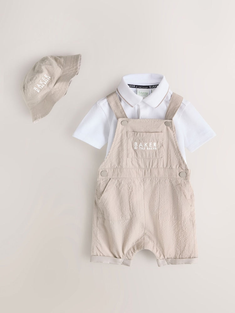 Baker by Ted Baker Seersucker Dungaree,Polo Shirt and Hat Set