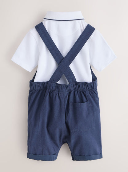 Baker by Ted Baker Seersucker Dungaree,Polo Shirt and Hat Set