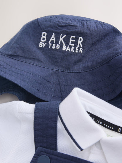 Baker by Ted Baker Seersucker Dungaree,Polo Shirt and Hat Set