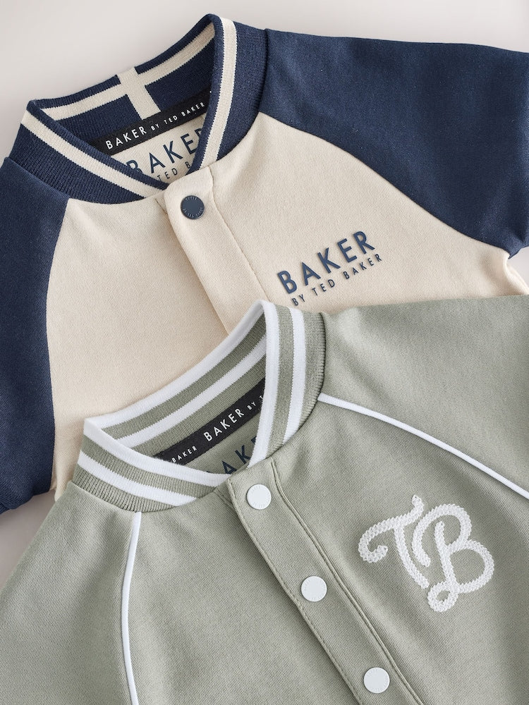 Baker by Ted Baker Blue/Stone Varsity Rompers 2 Pack