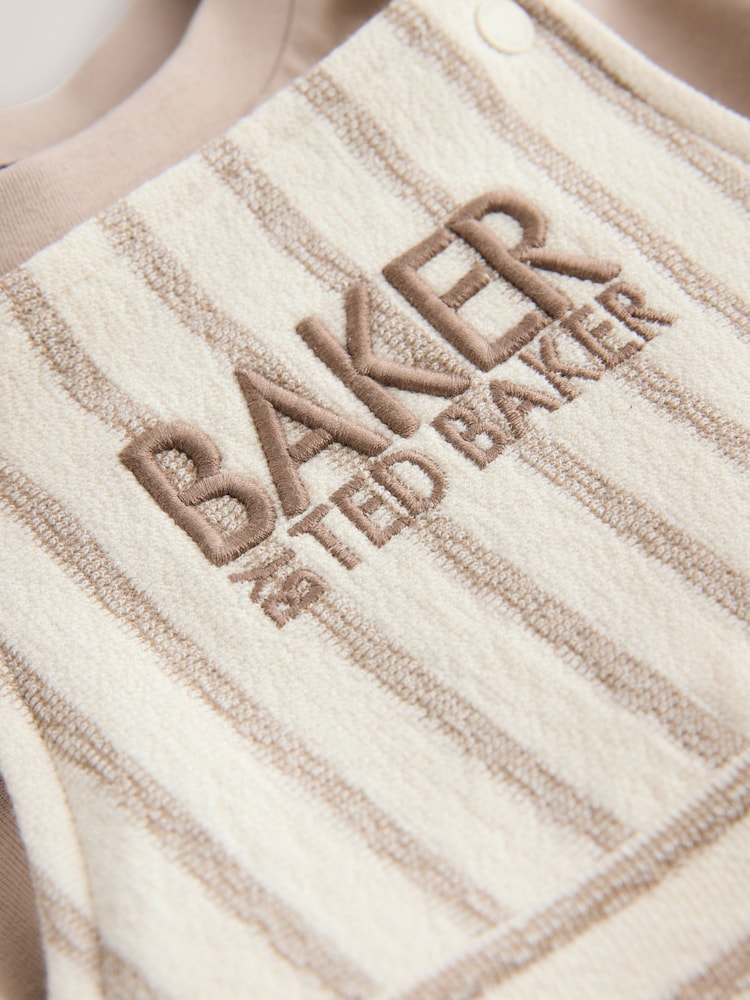 Baker by Ted Baker Stone Striped Dungaree and Short Sleeve T-Shirt Set