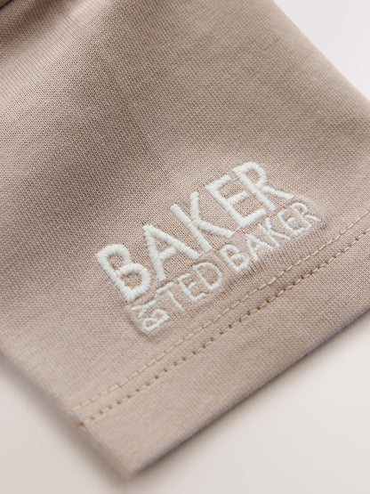 Baker by Ted Baker Stone Striped Dungaree and Short Sleeve T-Shirt Set