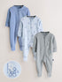 Baker by Ted Baker Blue/Grey Baker by Ted Baker 3 Pack Sleepsuits