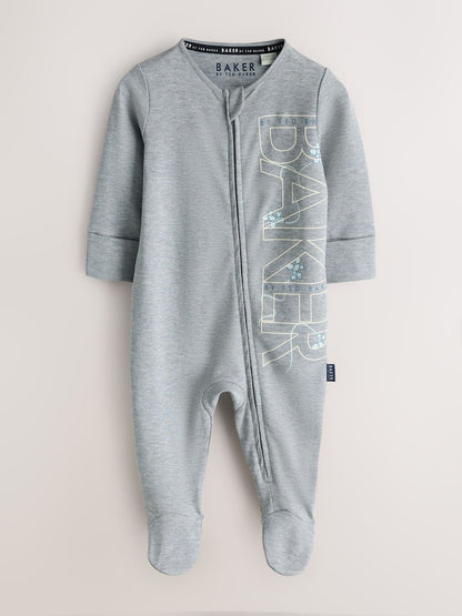 Baker by Ted Baker Blue/Grey Baker by Ted Baker 3 Pack Sleepsuits