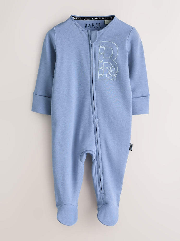 Baker by Ted Baker Blue/Grey Baker by Ted Baker 3 Pack Sleepsuits