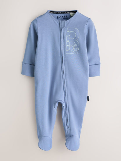 Baker by Ted Baker Blue/Grey Baker by Ted Baker 3 Pack Sleepsuits
