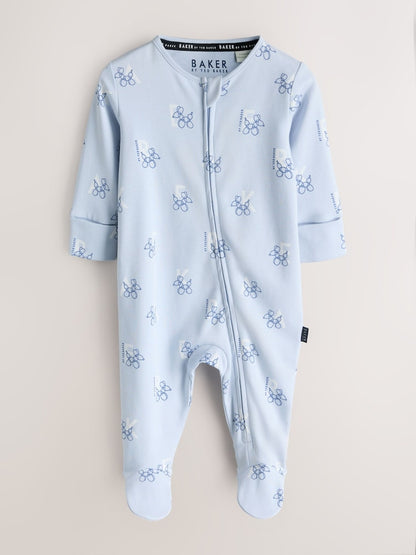 Baker by Ted Baker Blue/Grey Baker by Ted Baker 3 Pack Sleepsuits