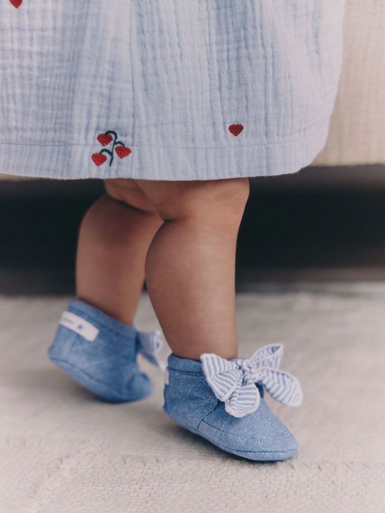 Blue Baby Floral Print Boots (0-18mths) - Size Up To 3 Months (50 - 62cm)