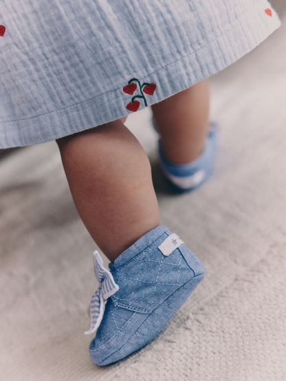 Blue Baby Floral Print Boots (0-18mths) - Size Up To 3 Months (50 - 62cm)