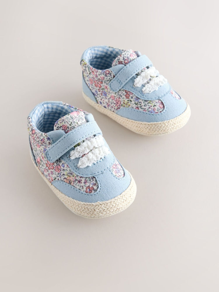 Blue Floral Baby Touch Fasten Trainers (0-24mths)