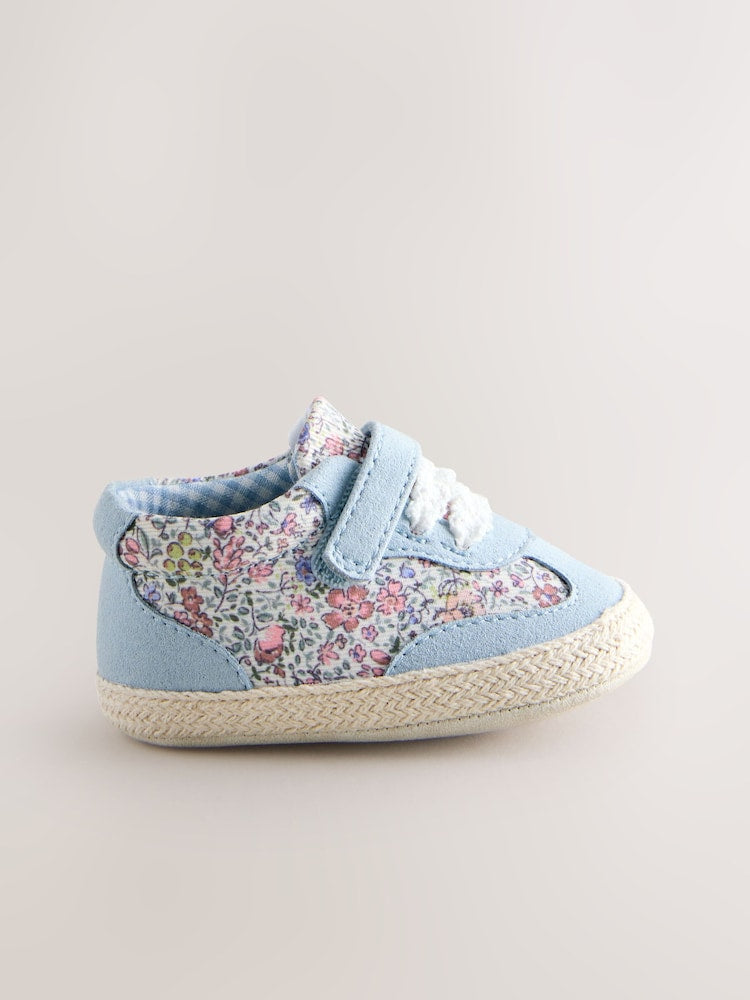 Blue Floral Baby Touch Fasten Trainers (0-24mths)