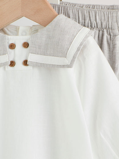 Grey/White Shirt and Trousers Baby Set (0mths-3yrs)